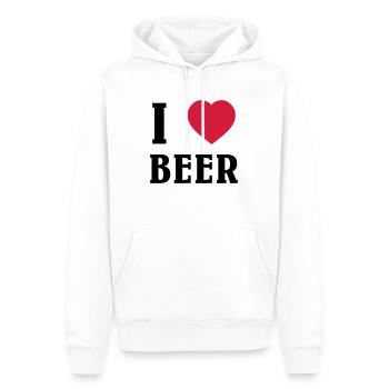 I Love Beer - Men’s Premium Organic Hoodie - white - Front - Nico (187cm)