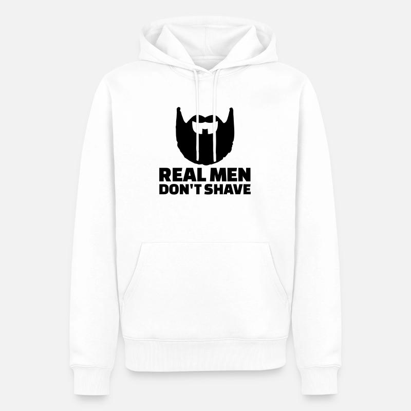 Real men don't shave - Sweat à capuche Premium bio Homme - blanc