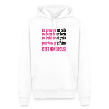 Mon épouse est belle - Männer Premium Bio Hoodie - Weiß - Vorne - Nico (187cm)