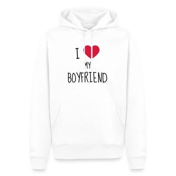Amour / Saint Valentin / Coeur / Bébé / Love - Sweat à capuche Premium bio Homme - blanc - Devant - Nico (187cm)