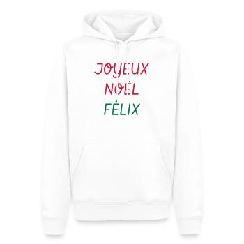 Joyeux Noël Félix ! Le Père Noël est une ordure - Sweat à capuche Premium bio Homme - blanc - Devant - Nico (187cm)