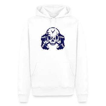 Stillstand Bodybuilding tete demort bodybuilding skull - Männer Premium Bio Hoodie - Weiß - Vorne - Nico (187cm)