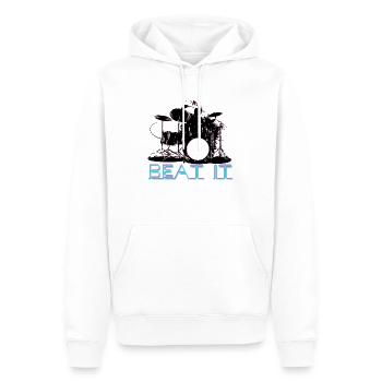 JUST BEAT IT Batteur / Batterie / Tambour / Beat - Sweat à capuche Premium bio Homme - blanc - Devant - Nico (187cm)