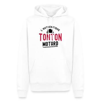 l'authentique tonton motard - cadeau humour moto - Sweat à capuche Premium bio Homme - blanc - Devant - Nico (187cm)