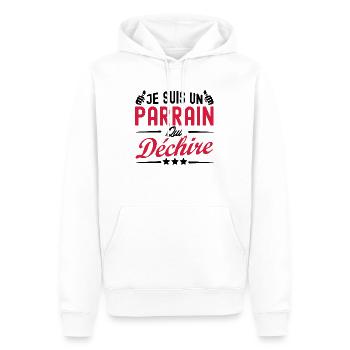 Je suis un parrain qui déchire / humour parrain - Sweat à capuche Premium bio Homme - blanc - Devant - Nico (187cm)
