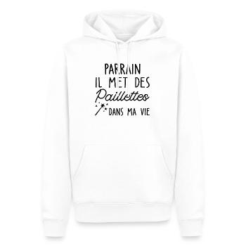 Parrain il met des Paillettes dans ma vie - Sweat à capuche Premium bio Homme - blanc - Devant - Nico (187cm)