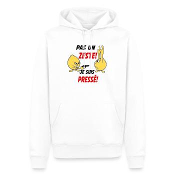 Pas un zeste je suis pressé! - Sweat à capuche Premium bio Homme - blanc - Devant - Nico (187cm)