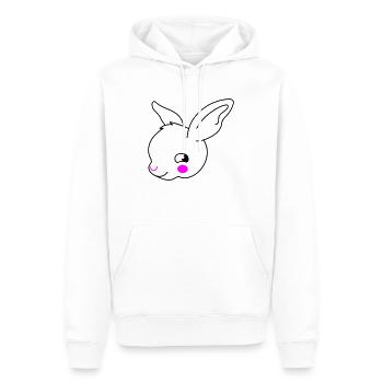 Oreilles de visage de lapin de deux couleurs - Sweat à capuche Premium bio Homme - blanc - Devant - Nico (187cm)