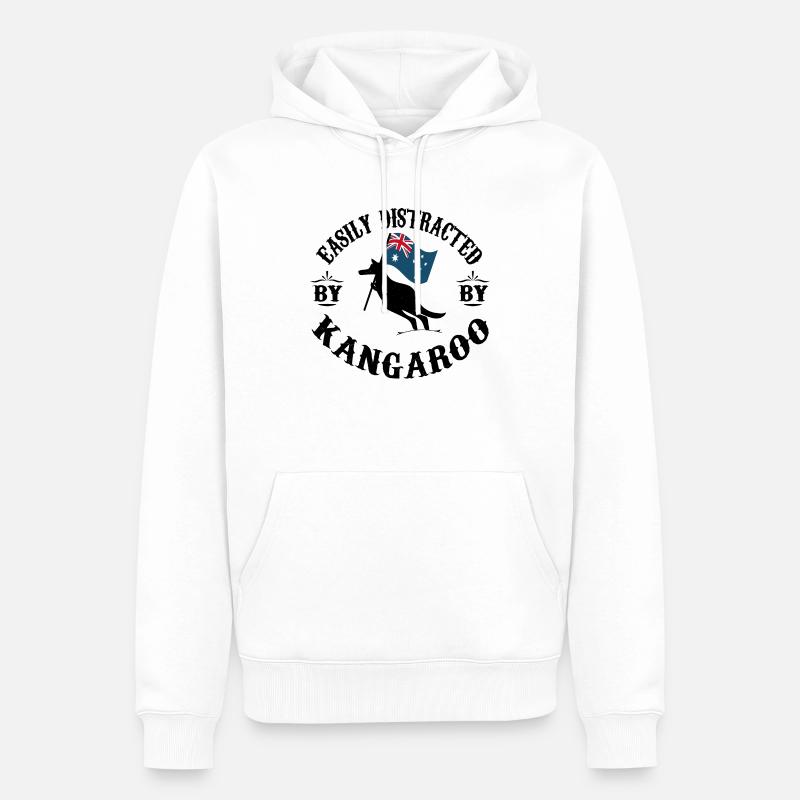 Easily distracted by Kangaroo - Sweat à capuche Premium bio Homme - blanc