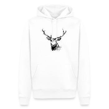 Hirsch - Männer Premium Bio Hoodie - Weiß - Vorne - Nico (187cm)