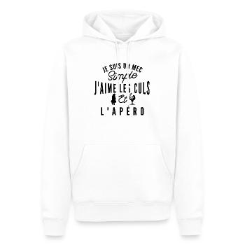 j aime les culs et l apéro / sexe et apéro - Sweat à capuche Premium bio Homme - blanc - Devant - Nico (187cm)