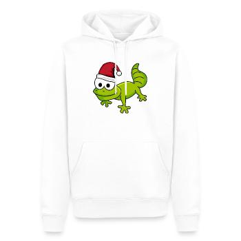 Gecko Comic Christmas - Sweat à capuche Premium bio Homme - blanc - Devant - Nico (187cm)