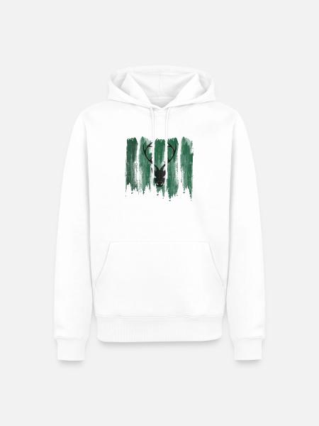 hirsch grün - Männer Premium Bio Hoodie - Weiß