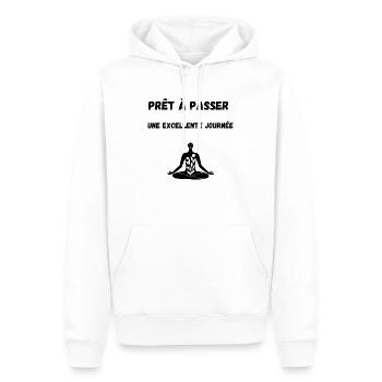 Positive T-shirt - Sweat à capuche Premium bio Homme - blanc - Devant - Nico (187cm)