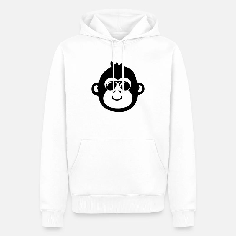 Monkey Cool - Sweat à capuche Premium bio Homme - blanc