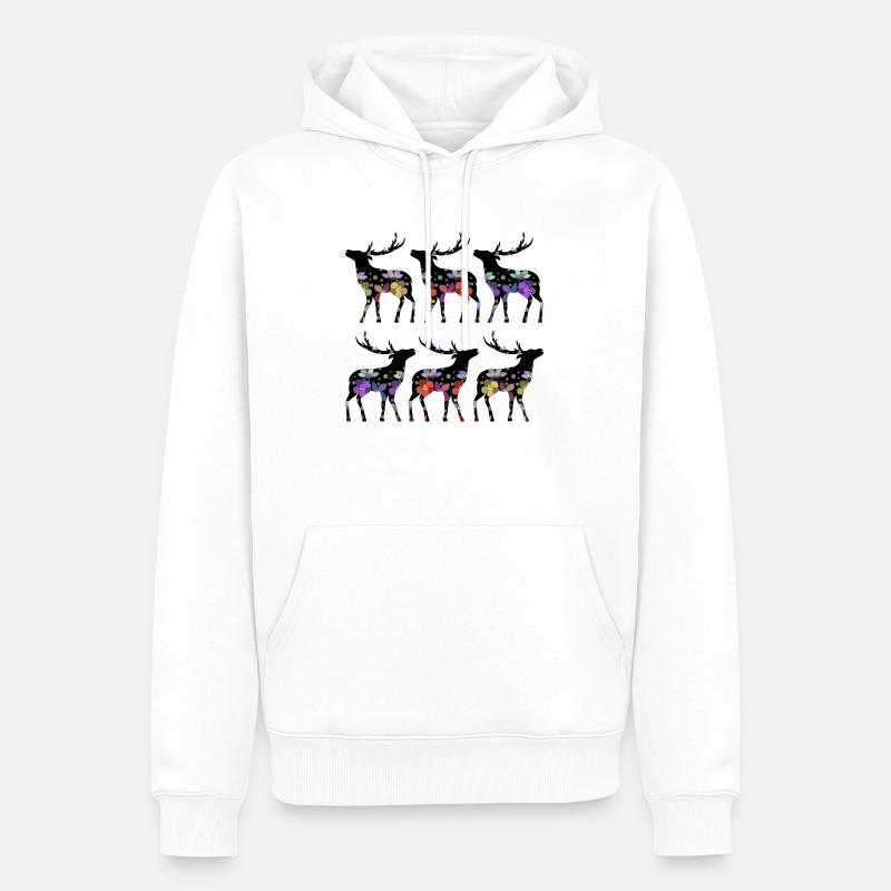 Hirsch - Männer Premium Bio Hoodie - Weiß