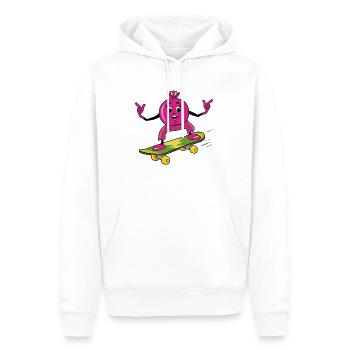 Lustiger Granatapfel-Skateboarder - Männer Premium Bio Hoodie - Weiß - Vorne - Nico (187cm)