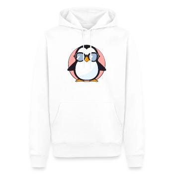 Penguin with sunglasses, Antarctic bird - Men’s Premium Organic Hoodie - white - Front - Nico (187cm)