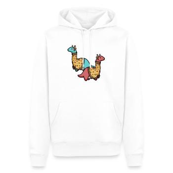 hugadino Giraffen Dinos, süßer Dinosaurier - Männer Premium Bio Hoodie - Weiß - Vorne - Nico (187cm)