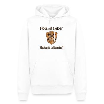 Holz hacken,Echte Männer,Axt - Männer Premium Bio Hoodie - Weiß - Vorne - Nico (187cm)