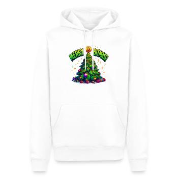 Célébrez Merry Bitmass ! 🌟 Noël Bitcoin - Sweat à capuche Premium bio Homme - blanc - Devant - Nico (187cm)