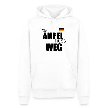Die Ampel muss Weg - wehende Deutschland Fahne - Männer Premium Bio Hoodie - Weiß - Vorne - Nico (187cm)