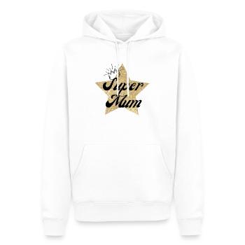 super mum - cadeau maman - Sweat à capuche Premium bio Homme - blanc - Devant - Nico (187cm)