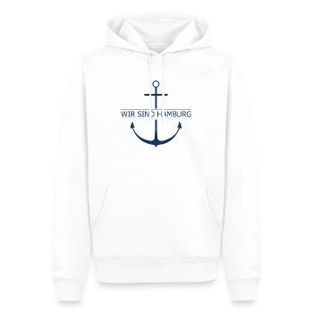 WIR SIND HAMBURG, marine - Männer Premium Bio Hoodie - Weiß - Vorne - Nico (187cm)