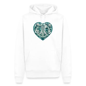 Friede - Männer Premium Bio Hoodie - Weiß - Vorne - Nico (187cm)