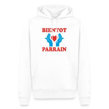 BIENTOT PARRAIN - Sweat à capuche Premium bio Homme - blanc - Devant - Nico (187cm)