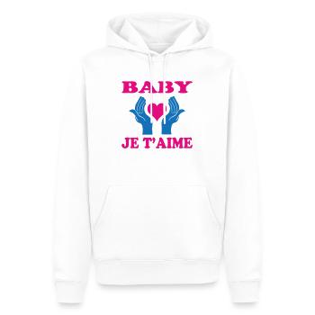 BABY JE T'AIME - Sweat à capuche Premium bio Homme - blanc - Devant - Nico (187cm)