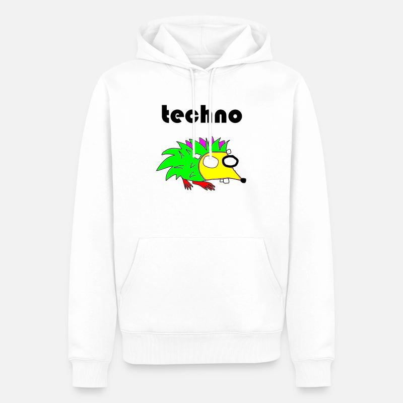techno igel - Männer Premium Bio Hoodie - Weiß