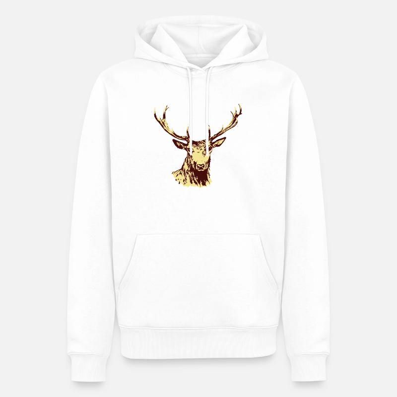 Hirsch - Männer Premium Bio Hoodie - Weiß