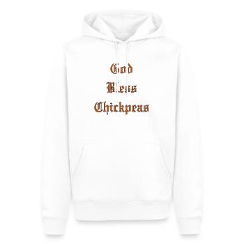 GodBlessChickpeas - Männer Premium Bio Hoodie - Weiß - Vorne - Nico (187cm)