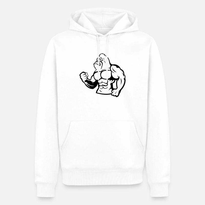 Gorille Silverback 01 - Sweat à capuche Premium bio Homme - blanc