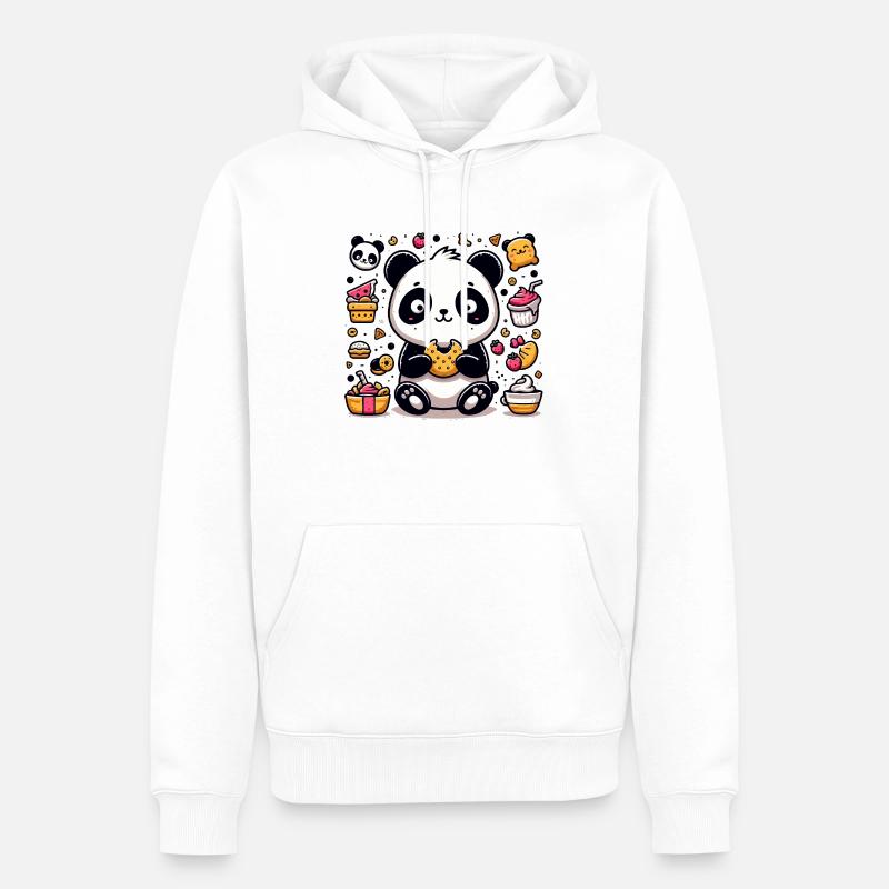 Süßer Panda mit Snacks - Männer Premium Bio Hoodie - Weiß