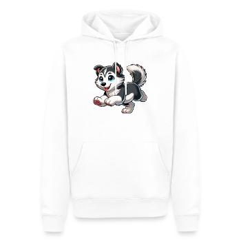 Husky sibérien - Sweat à capuche Premium bio Homme - blanc - Devant - Nico (187cm)