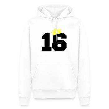 16 king - Männer Premium Bio Hoodie - Weiß - Vorne - Nico (187cm)