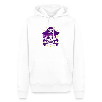 Lila Pirat Totenkopf mit gekreuzten Knochen - Männer Premium Bio Hoodie - Weiß - Vorne - Nico (187cm)