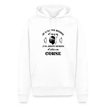 pas besoin de psy corse humour corsica homme femme - Sweat à capuche Premium bio Homme - blanc - Devant - Nico (187cm)