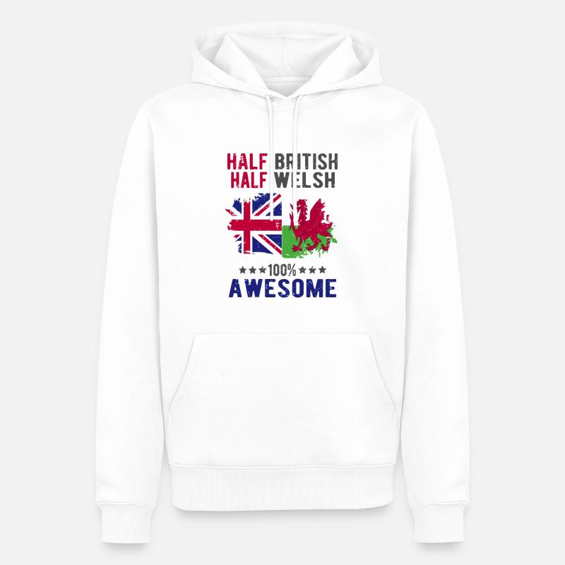Halb Brite Halb Waliser - Männer Premium Bio Hoodie - Weiß