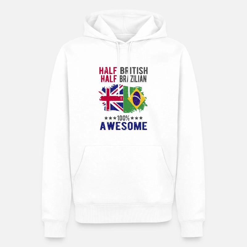 Halb Brite Halb Brasilianer - Männer Premium Bio Hoodie - Weiß