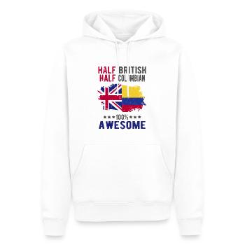 Moitié britannique moitié colombien - Sweat à capuche Premium bio Homme - blanc - Devant - Nico (187cm)
