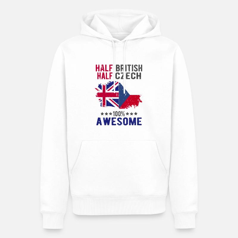 Moitié britannique moitié tchèque - Sweat à capuche Premium bio Homme - blanc