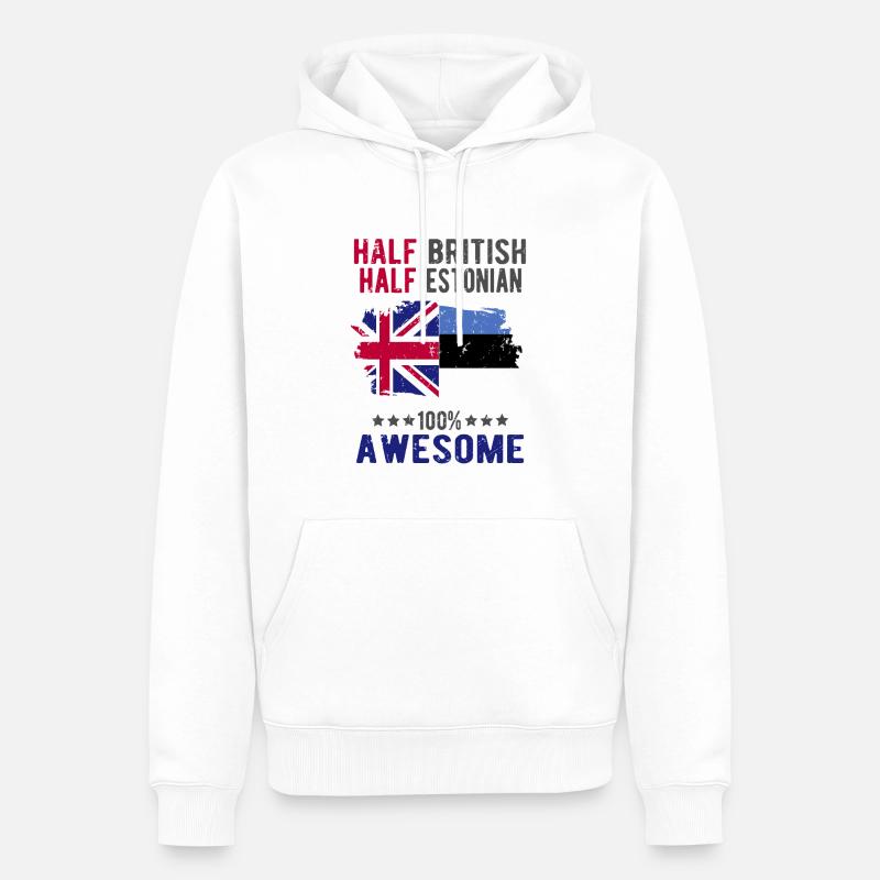 Halb Brite Halb Estländer - Männer Premium Bio Hoodie - Weiß