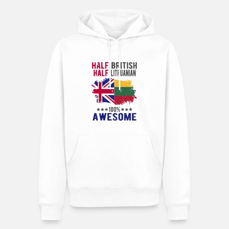 Halb Brite Halb Litauer - Männer Premium Bio Hoodie - Weiß