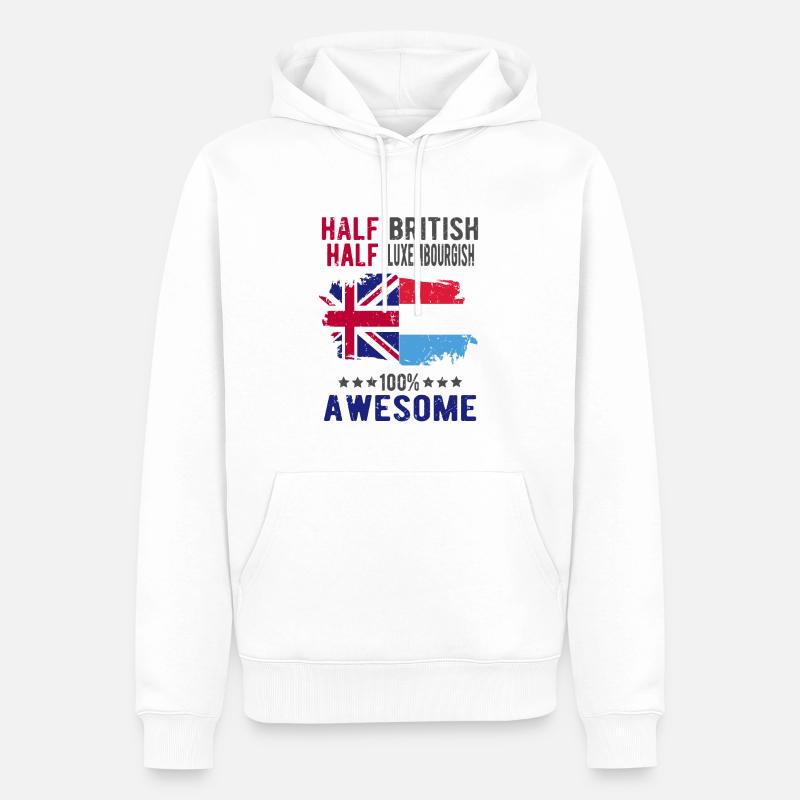 Halb Brite Halb Luxemburger - Männer Premium Bio Hoodie - Weiß