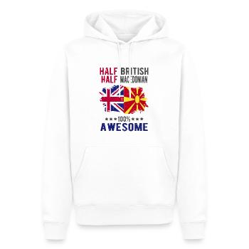 Moitié britannique moitié macédonien - Sweat à capuche Premium bio Homme - blanc - Devant - Nico (187cm)
