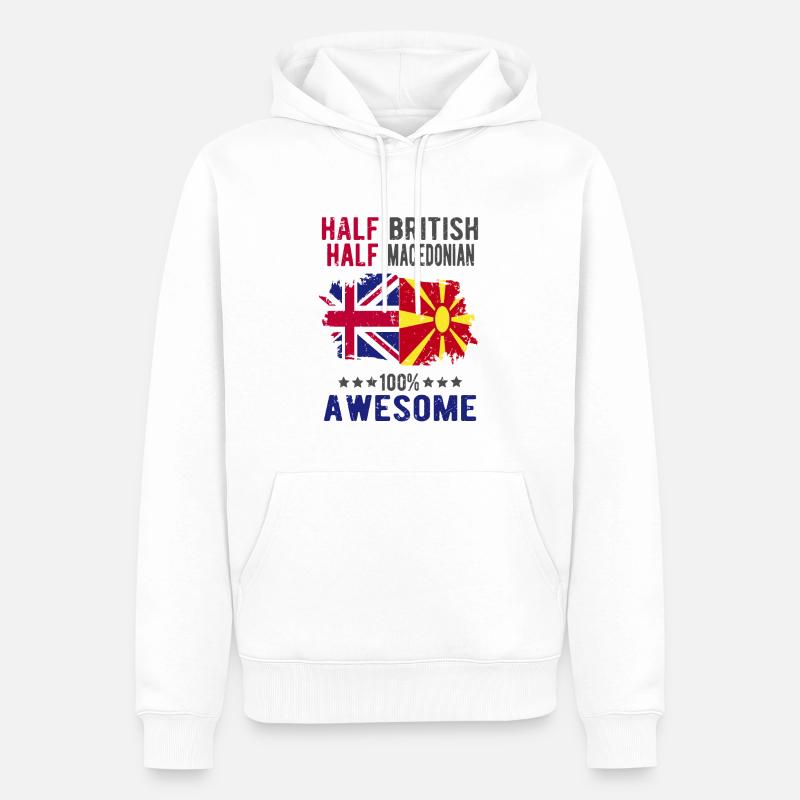 Halb Brite Halb Makedonier - Männer Premium Bio Hoodie - Weiß