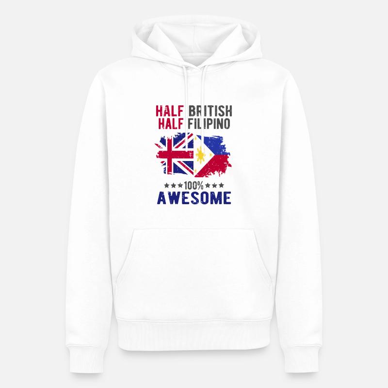 Halb Brite Halb Philippiner - Männer Premium Bio Hoodie - Weiß